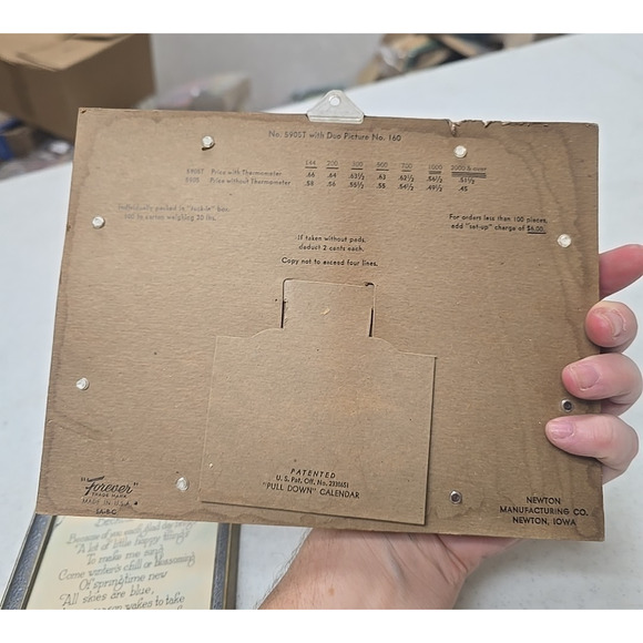 Vintage Advertising Thermometer Promotional Dual Picture Frame Decor w/ Calendar - Picture 4 of 6